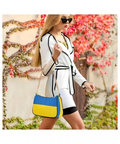 Ukraine Flag Clutch Shoulder Purse Handbag for Women Cute Tote Handbag with Zipper Closure Ukraine Flag $16.19 Handbags