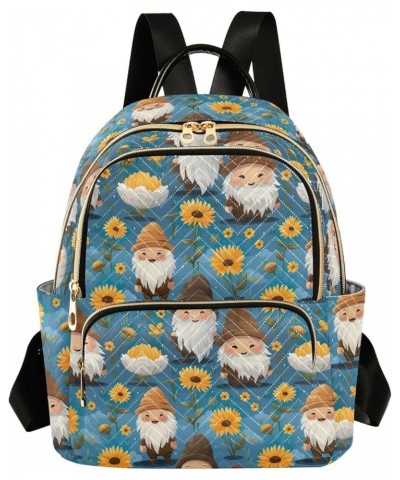 Gnome Sunflower Backpack for Women Fashion Shoulder Bags Small Casual Daypack Travel Bag S 202a5114 M(11.4"x6.1"x14.17") 202a...