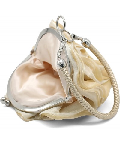 Rose Shaped Evening Bag Soft Satin Clutch Purse Floral Wristlet Handbag for Women Wedding Party Purse White Black 2 $15.69 Ev...