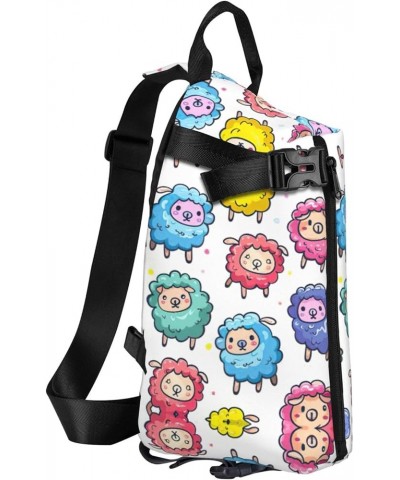 Poppy Flowers Print Unisex Casual Tactical Daypack Versatile Crossbody Backpack Sling Shoulder Pack Cute Colorful Sheep Carto...