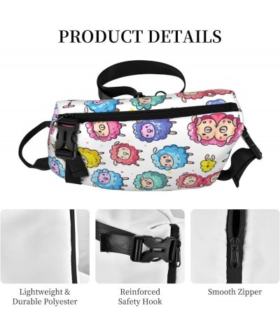 Poppy Flowers Print Unisex Casual Tactical Daypack Versatile Crossbody Backpack Sling Shoulder Pack Cute Colorful Sheep Carto...