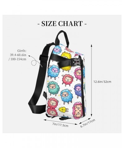 Poppy Flowers Print Unisex Casual Tactical Daypack Versatile Crossbody Backpack Sling Shoulder Pack Cute Colorful Sheep Carto...