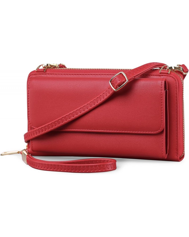 RFID Womens Wallet Purse Wristlet PU Leather Crossbody Clutch with 2 Straps $20.69 Wristlets