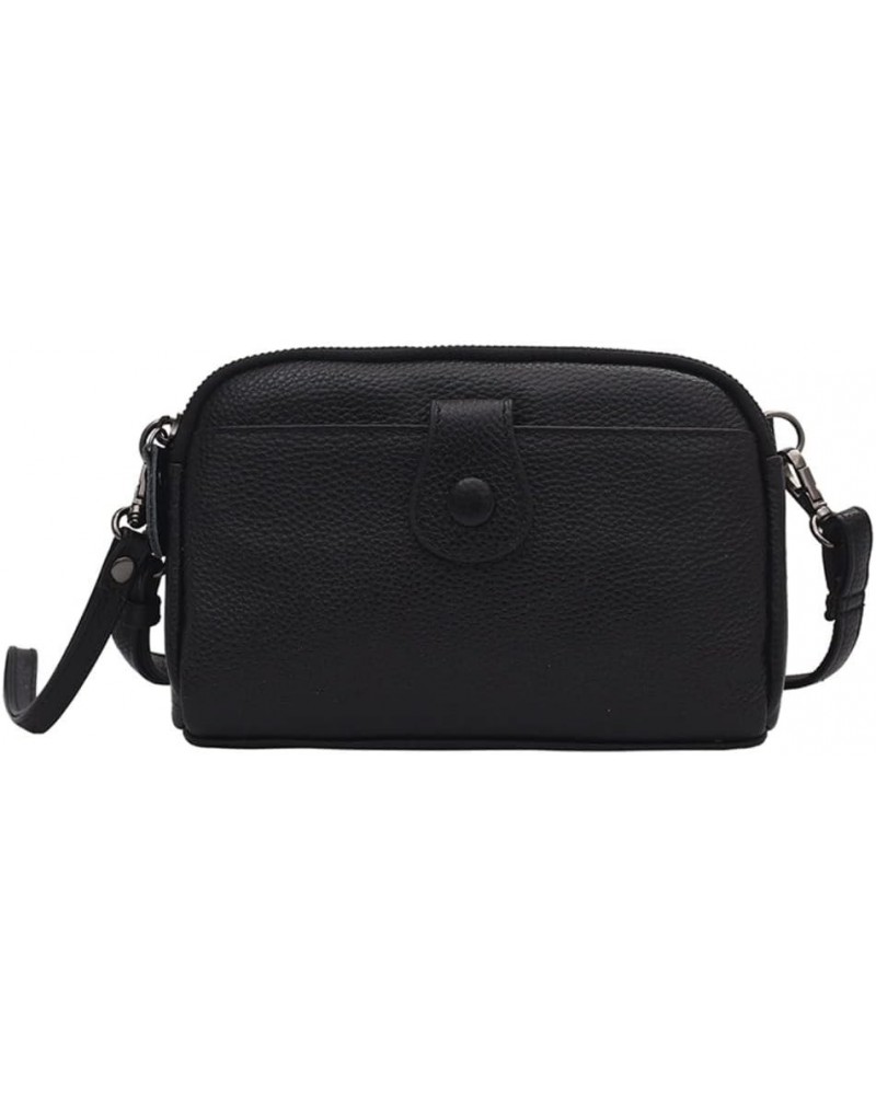 Genuine Leather Crossbody Bag for Women Small Size Handbag Mobile Phone Cluth Purse Black $36.67 Totes