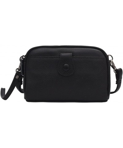 Genuine Leather Crossbody Bag for Women Small Size Handbag Mobile Phone Cluth Purse Black $36.67 Totes