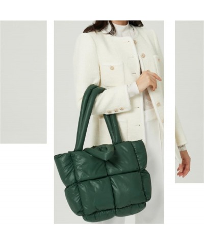 Stylish Quilted Tote Bag For Women, Puffer Bag Lightweight Padding Shoulder Bag, Tote Bags Lattice With Zip Brown $17.27 Totes