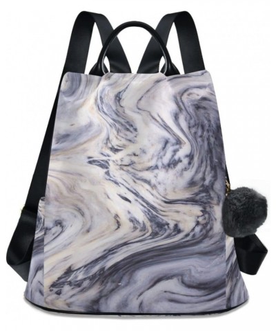 Gray Purple Marble Backpack Purse for Women Fashion Ladies Shoulder Bags Large Travel Bag $23.59 Backpacks