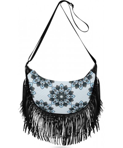 Women Fringe Tassel Cross Body Bag Cute Cat Blue Leisure Shoulder Bag Color476 $14.01 Crossbody Bags