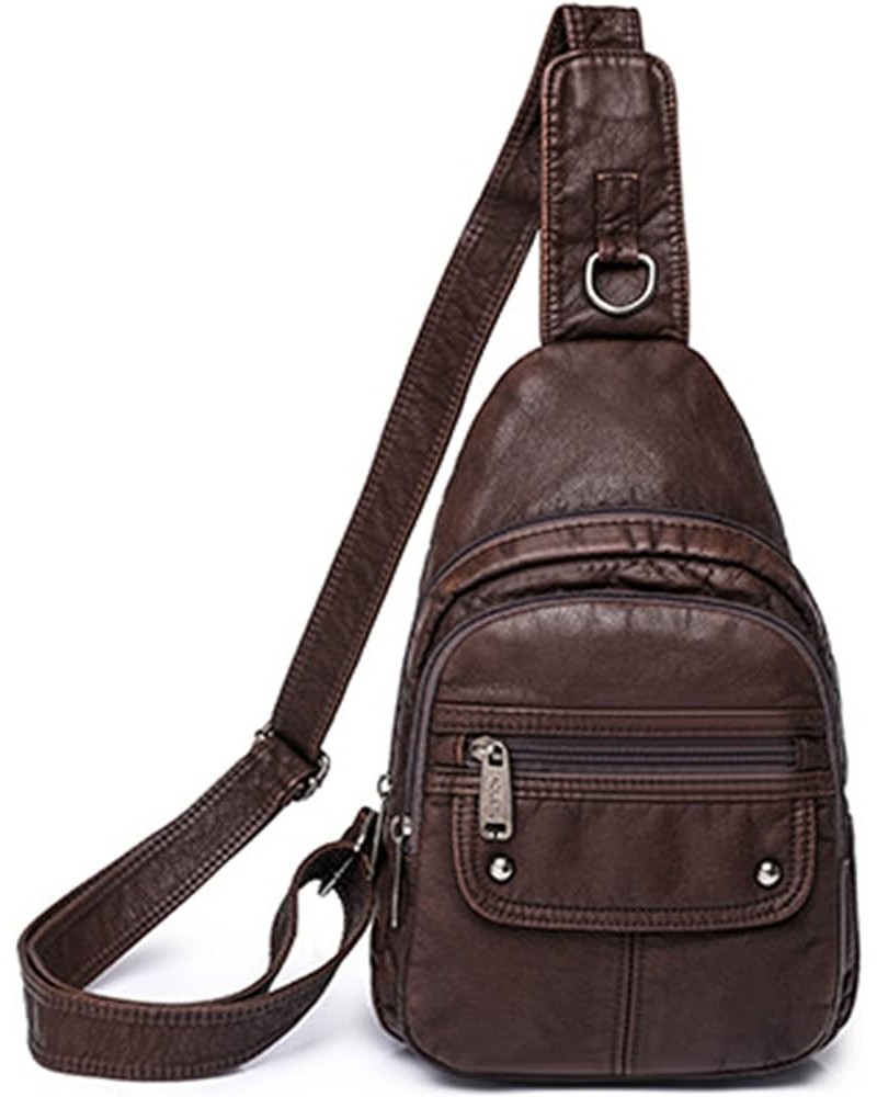 Womens's Vintage Sling Bag for Women Leather Chest Bags Crossbody Daypack Purse Shoulder Backpack Satchel Bag Dark Brown $33....