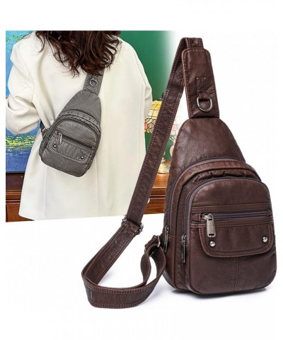 Womens's Vintage Sling Bag for Women Leather Chest Bags Crossbody Daypack Purse Shoulder Backpack Satchel Bag Dark Brown $33....