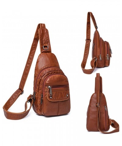 Womens's Vintage Sling Bag for Women Leather Chest Bags Crossbody Daypack Purse Shoulder Backpack Satchel Bag Dark Brown $33....