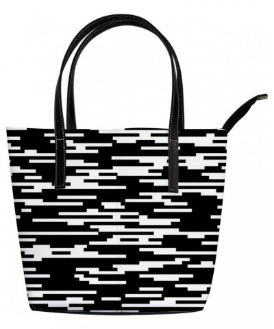 Vintage Black and White Abstract Striped Texture Tote Bag for Women Leather Handbags Women's Crossbody Handbags Work Tote Bag...