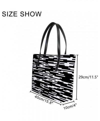 Vintage Black and White Abstract Striped Texture Tote Bag for Women Leather Handbags Women's Crossbody Handbags Work Tote Bag...