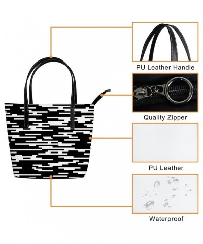 Vintage Black and White Abstract Striped Texture Tote Bag for Women Leather Handbags Women's Crossbody Handbags Work Tote Bag...