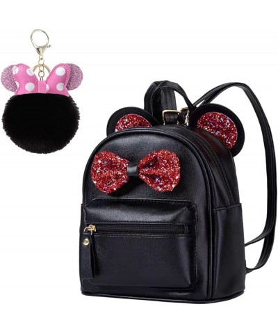 Fashion Cute Mini Backpack Daypack Purse Mouse Ears Sequin Bow Bag Travel Shoulder Backpack for Women (Red) Black $14.27 Back...