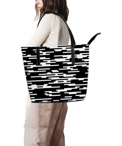 Vintage Black and White Abstract Striped Texture Tote Bag for Women Leather Handbags Women's Crossbody Handbags Work Tote Bag...