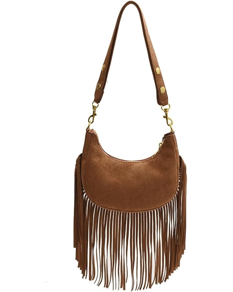 Women Fringe Hippie Crossbody Bag Faux Suede Shoulder Bag Hobo Tassel Messenger Bag Boho Purse Brown a $18.61 Totes