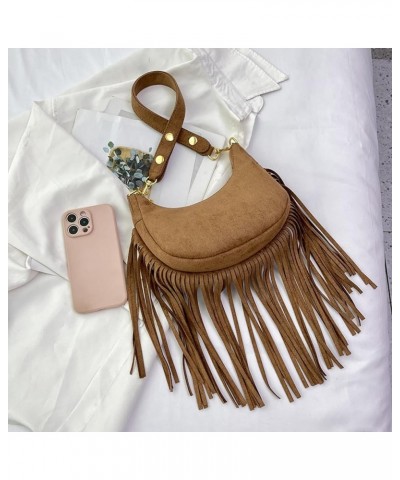 Women Fringe Hippie Crossbody Bag Faux Suede Shoulder Bag Hobo Tassel Messenger Bag Boho Purse Brown a $18.61 Totes