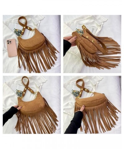 Women Fringe Hippie Crossbody Bag Faux Suede Shoulder Bag Hobo Tassel Messenger Bag Boho Purse Brown a $18.61 Totes