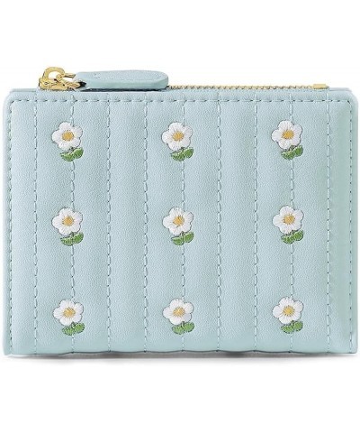 Small Womens Wallet, Cute Wallet with Flower Pattern and Zipper Pocket PU Leather Bifold Wallet for Travel, Shopping, Gift Gi...