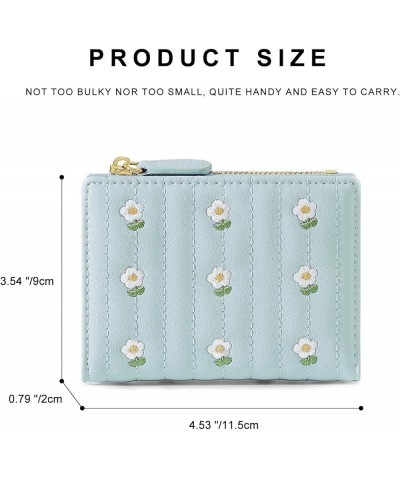 Small Womens Wallet, Cute Wallet with Flower Pattern and Zipper Pocket PU Leather Bifold Wallet for Travel, Shopping, Gift Gi...