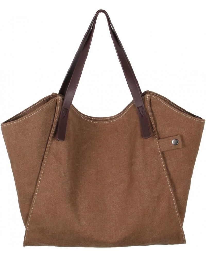 Canvas Tote Bags for Women Large Shoulder Bag Casual Hobo Bags Fashion Tote Top Handle Satchel Brown $11.20 Satchels