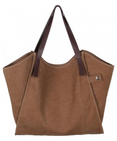 Canvas Tote Bags for Women Large Shoulder Bag Casual Hobo Bags Fashion Tote Top Handle Satchel Brown $11.20 Satchels