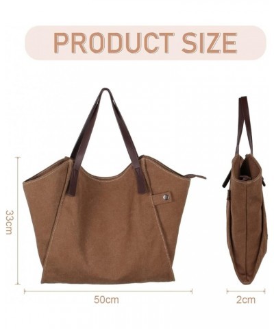 Canvas Tote Bags for Women Large Shoulder Bag Casual Hobo Bags Fashion Tote Top Handle Satchel Brown $11.20 Satchels