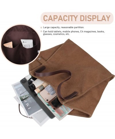 Canvas Tote Bags for Women Large Shoulder Bag Casual Hobo Bags Fashion Tote Top Handle Satchel Brown $11.20 Satchels