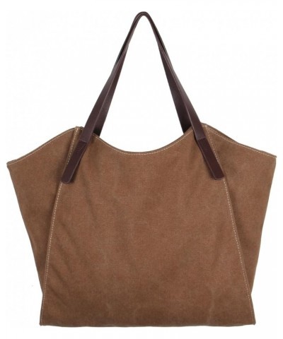 Canvas Tote Bags for Women Large Shoulder Bag Casual Hobo Bags Fashion Tote Top Handle Satchel Brown $11.20 Satchels