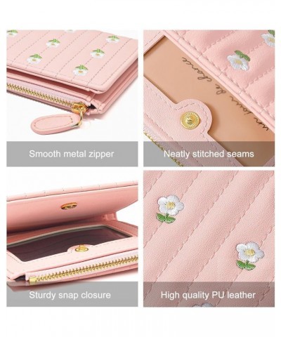 Small Womens Wallet, Cute Wallet with Flower Pattern and Zipper Pocket PU Leather Bifold Wallet for Travel, Shopping, Gift Gi...