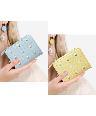 Small Womens Wallet, Cute Wallet with Flower Pattern and Zipper Pocket PU Leather Bifold Wallet for Travel, Shopping, Gift Gi...