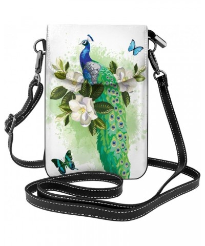 Small Crossbody Phone Bags for Women Leather Cell Phone Purse Lightweight Cell Phone Wallet Peacock Butterfly $14.81 Crossbod...