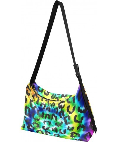 Leopard Print Tie Dye Cheetah Rainbow Spiral Womens Tote Bag Leather Shoulder Bag For Women Men Large Hobo Cross Body Bags Ha...