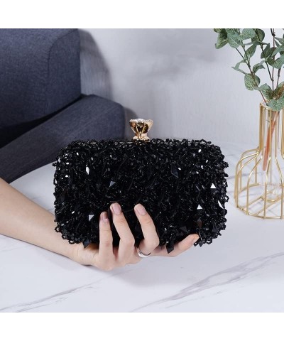 Women's Evening Bags Fashion Luxury Sequin Beaded Banquet Handbags Clutches Ladies Chain Small Shoulder Bag Purses Blue $35.9...