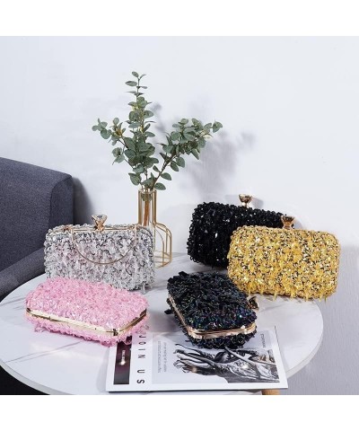 Women's Evening Bags Fashion Luxury Sequin Beaded Banquet Handbags Clutches Ladies Chain Small Shoulder Bag Purses Blue $35.9...