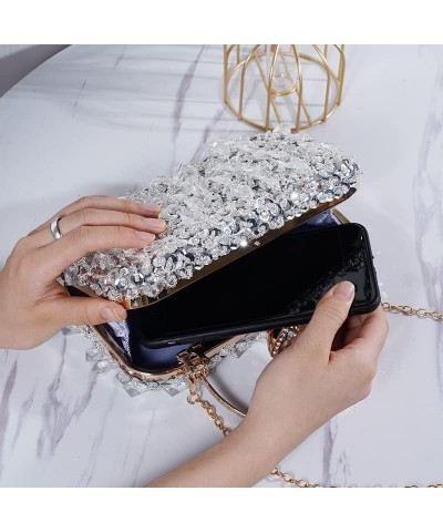 Women's Evening Bags Fashion Luxury Sequin Beaded Banquet Handbags Clutches Ladies Chain Small Shoulder Bag Purses Blue $35.9...