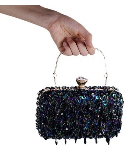 Women's Evening Bags Fashion Luxury Sequin Beaded Banquet Handbags Clutches Ladies Chain Small Shoulder Bag Purses Blue $35.9...