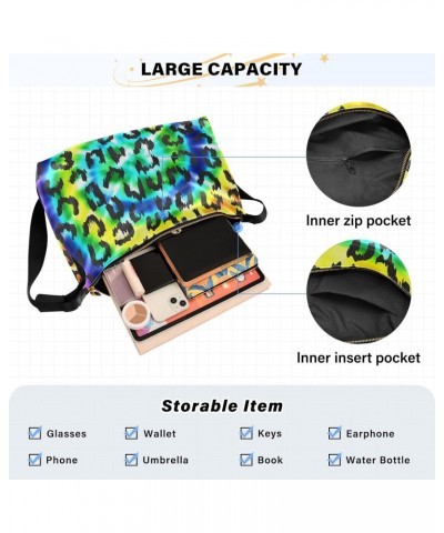 Leopard Print Tie Dye Cheetah Rainbow Spiral Womens Tote Bag Leather Shoulder Bag For Women Men Large Hobo Cross Body Bags Ha...