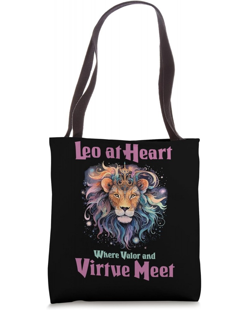 Leo at Heart Where Valor and Virtue Meet Tote Bag $12.50 Totes