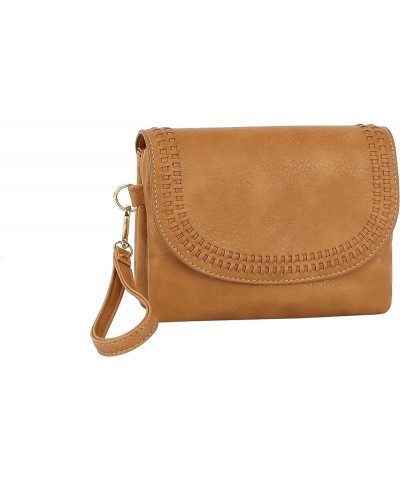 Stay Trendy with Detachable Strap Crossbody Wristlet in PU Leather for Women Tan(0056) $15.64 Wristlets