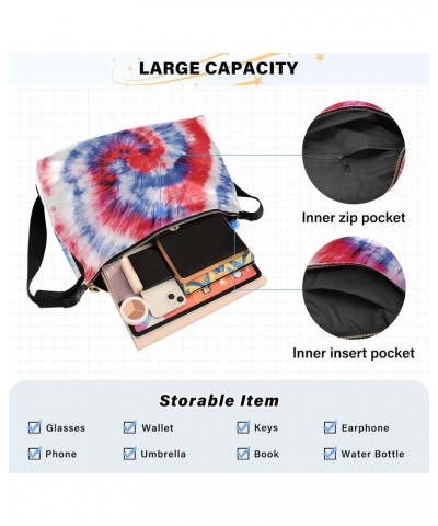 Women Boho Bag Tie Dye American Shoulder Bag PU Leather Pouch Crossbody Bag Large Tote Handbag For Quick Getaway Weekend Holi...