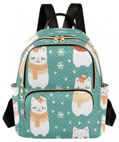 Cat Snowflake Fashion Backpack Purse Ladies Fashion Rucksack Travel Shoulder Bag Casual Daily Backpack Medium $19.13 Backpacks