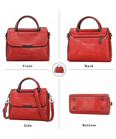 Womens Small Square Handbag Fashion Top Handle Satchel Purse Work Bags Vintage PU Leather Crossbody Bags 3 Wine $18.80 Satchels