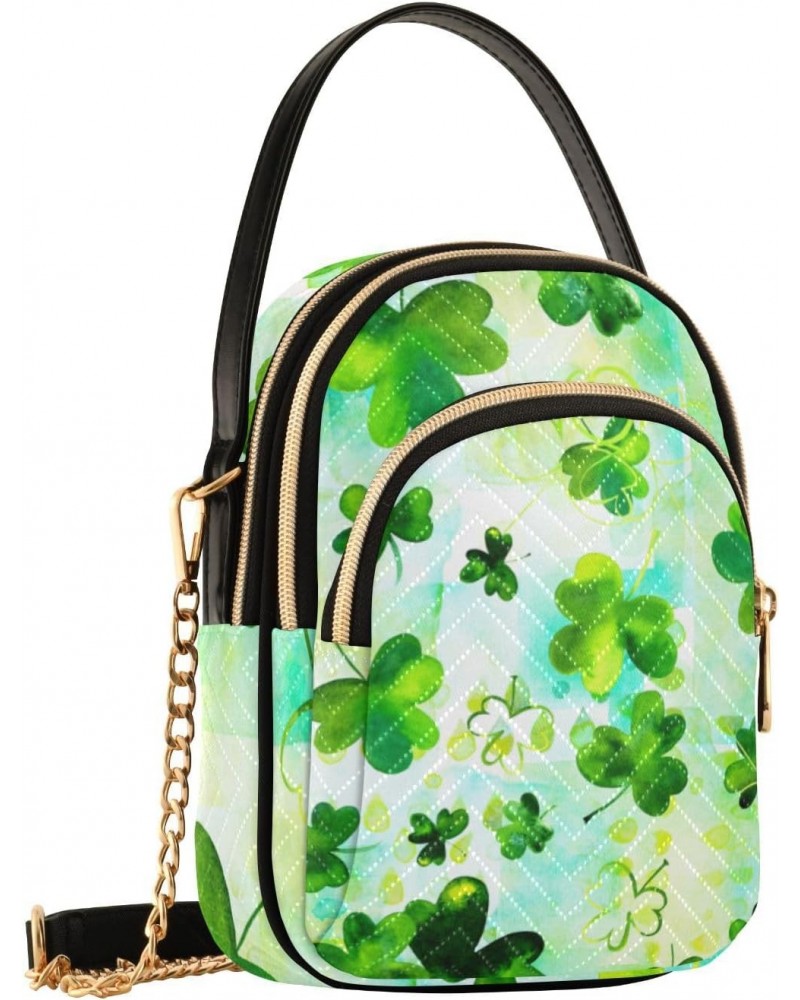 St. Patrick's Day Cell Phone Purse Clover Watercolor Retro Crossbody Handbag Durable Shoulder Bag Sturdy Travel Pouch Compact...