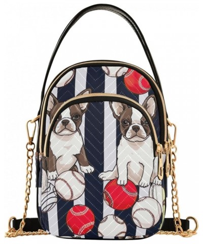 Two French Puppies and Baseball Balls Womens Crossbody Bags, Crossbody Travel Handbags, Crossbody Handbags for Woman Two Fren...