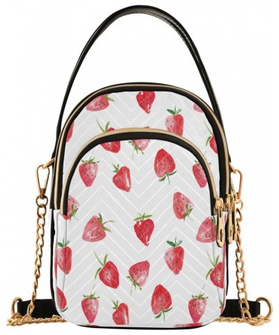 Watercolor Strawberry Small Chain Crossbody Travel Bag Handbag Cell Phone Purse for Women $9.24 Crossbody Bags