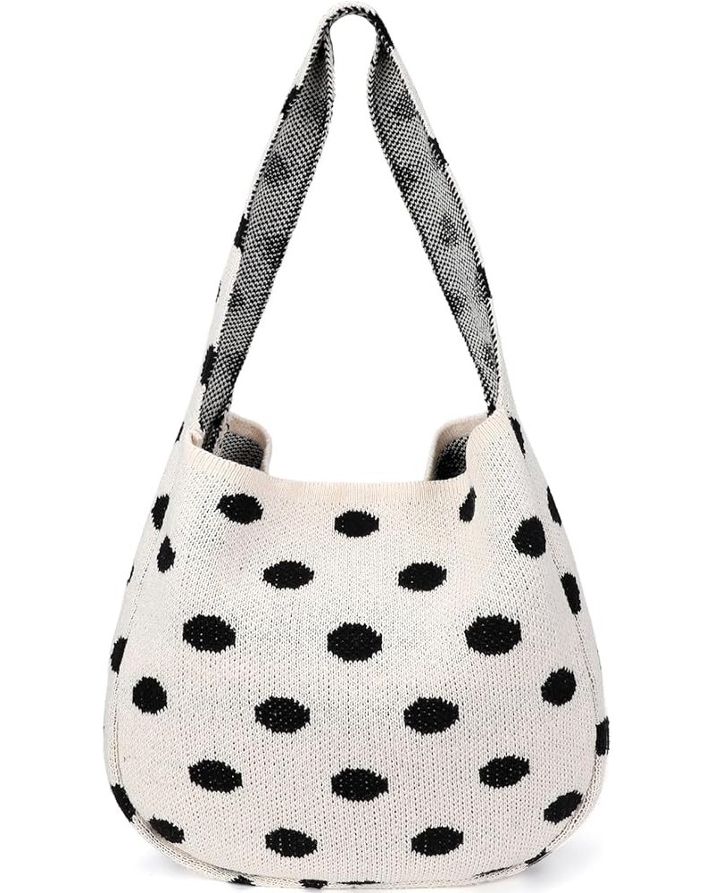 Women's Crochet Tote Bags Large Crochet Bag Tote bag Aesthetic Knit Bag Shoulder Handbags Polka Dot $10.58 Totes