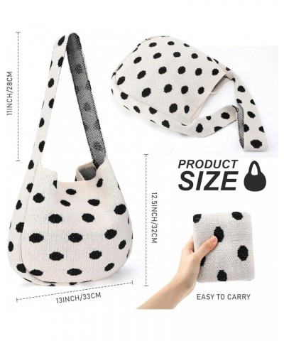 Women's Crochet Tote Bags Large Crochet Bag Tote bag Aesthetic Knit Bag Shoulder Handbags Polka Dot $10.58 Totes