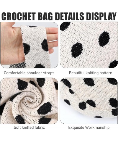 Women's Crochet Tote Bags Large Crochet Bag Tote bag Aesthetic Knit Bag Shoulder Handbags Polka Dot $10.58 Totes